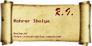 Rohrer Ibolya névjegykártya